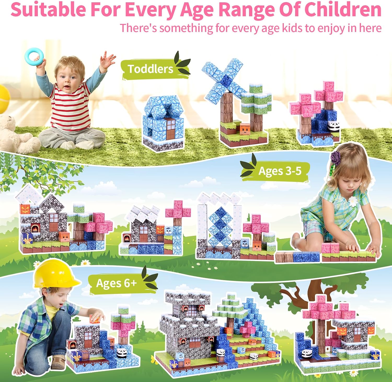 Thumbnail 2 de YIHANG 100-Piece Magnetic Building Blocks for Kids | Build Magnet Ice Castle World Set