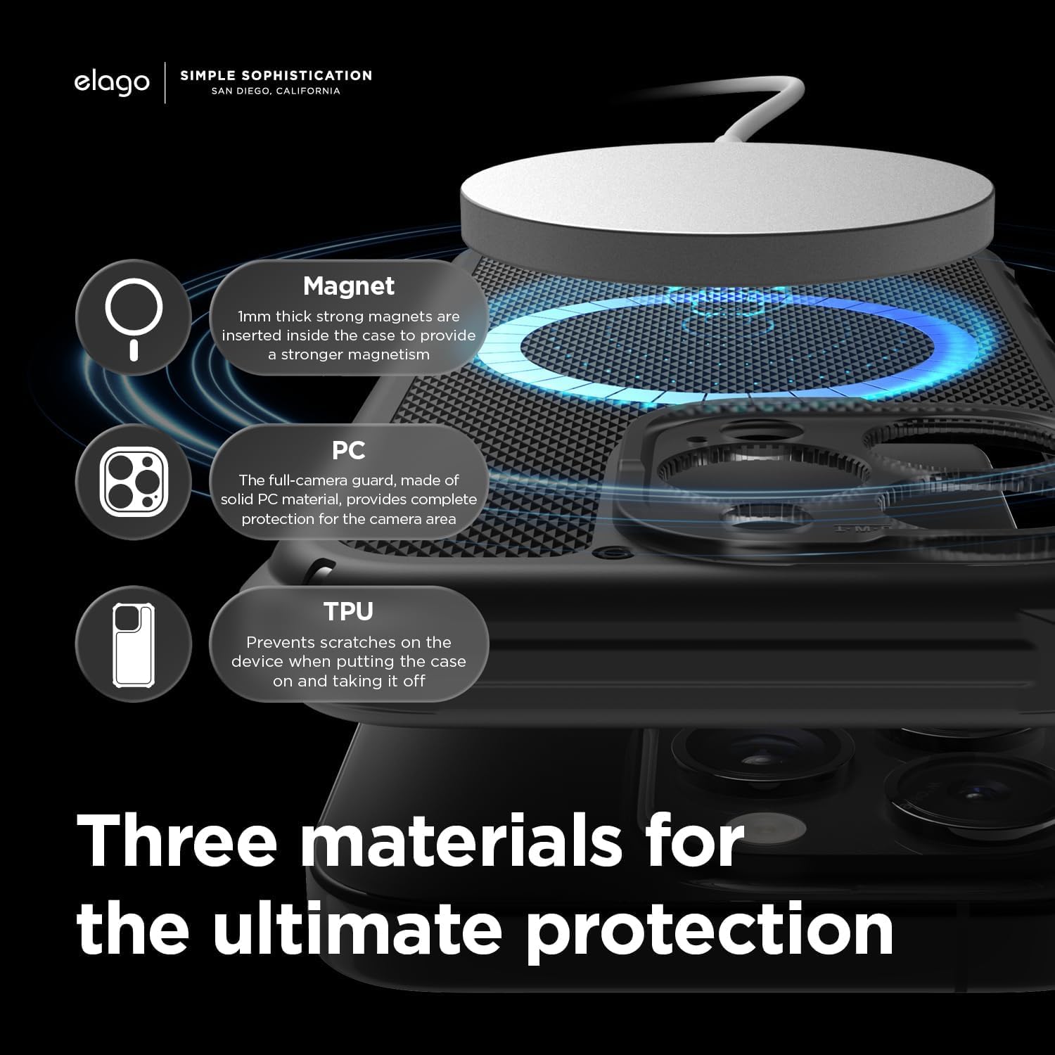 Thumbnail 5 de elago Cover Magnetica Armor per iPhone 15 Pro compatibile MagSafe in TPU + PC (Nero)