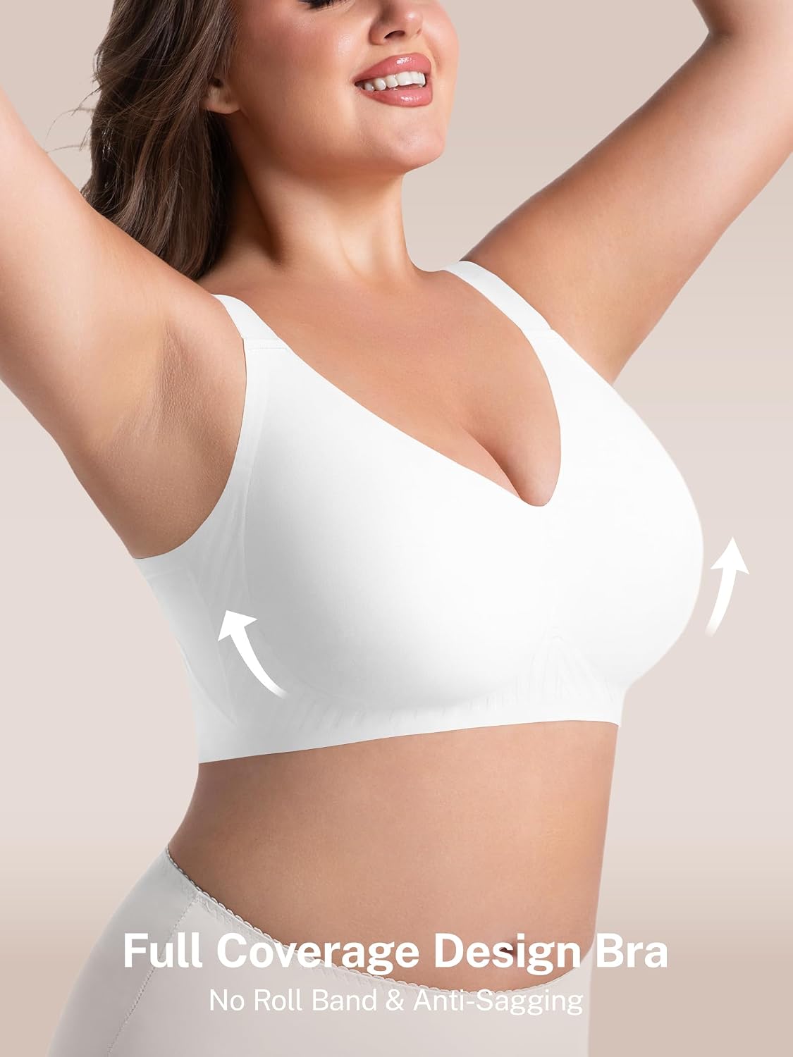 Detalle de habibee Jelly Push Up Bra, Plus-Size Wireless Full Coverage, 32D-46E