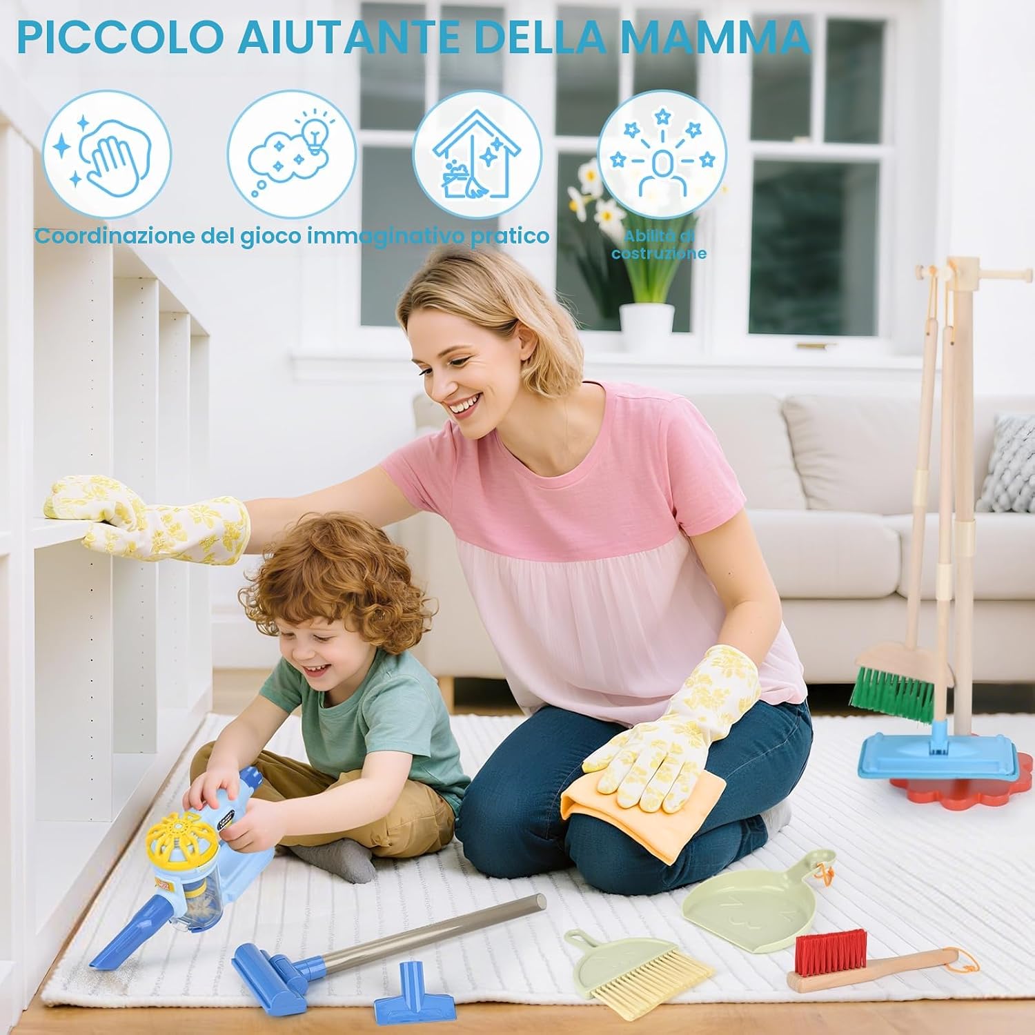 Detalle de Dreamon Aspirapolvere per bambini con aspirazione e funzione audio + set da 11 accessori