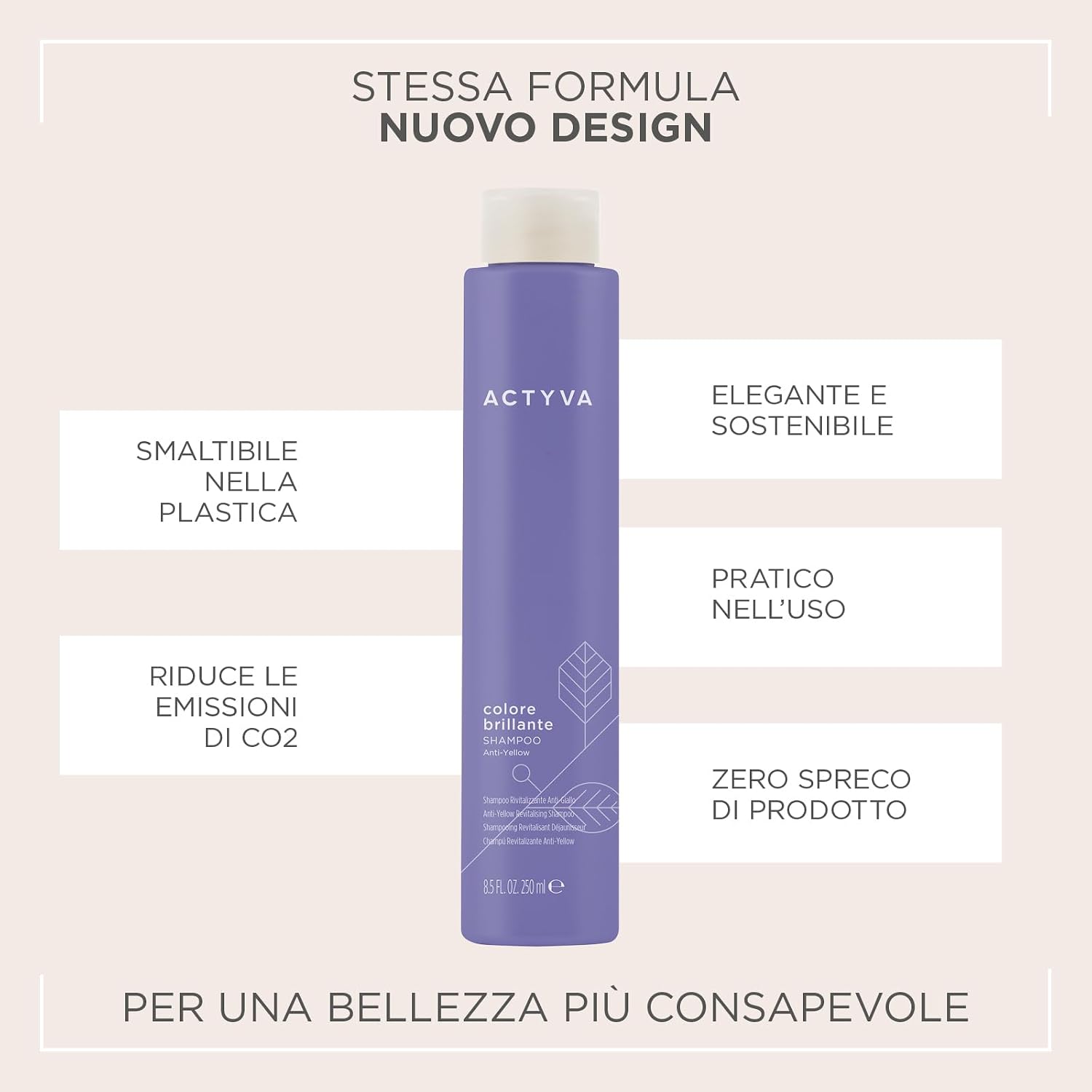 Thumbnail 4 de Actyva Colore Brillante Anti-Yellow Shampoo 250 ml, per riflessi gialli e brillantezza dei capelli colorati