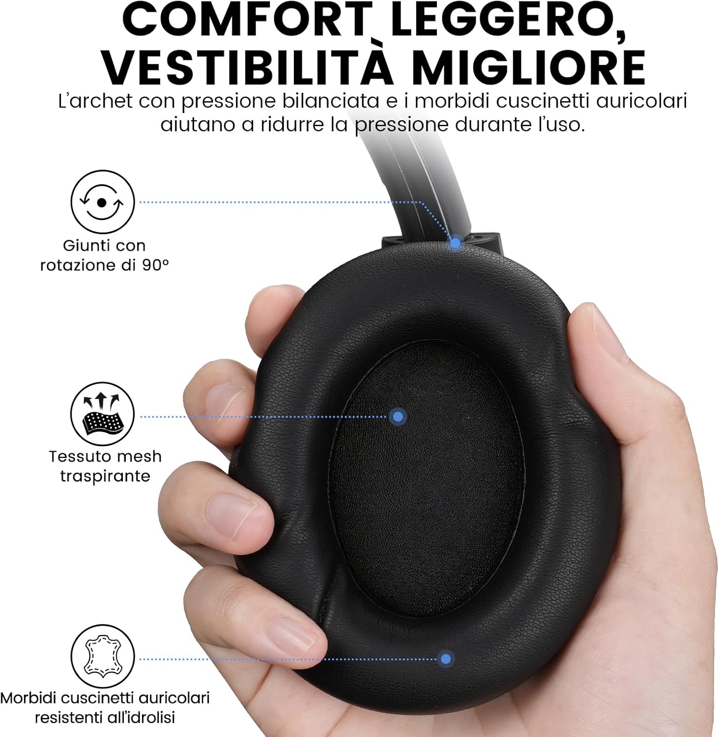 Thumbnail 2 de 1Mii AI Y8+ Cuffie Bluetooth over-ear con ANC ibrida, LDAC e traduzione IA