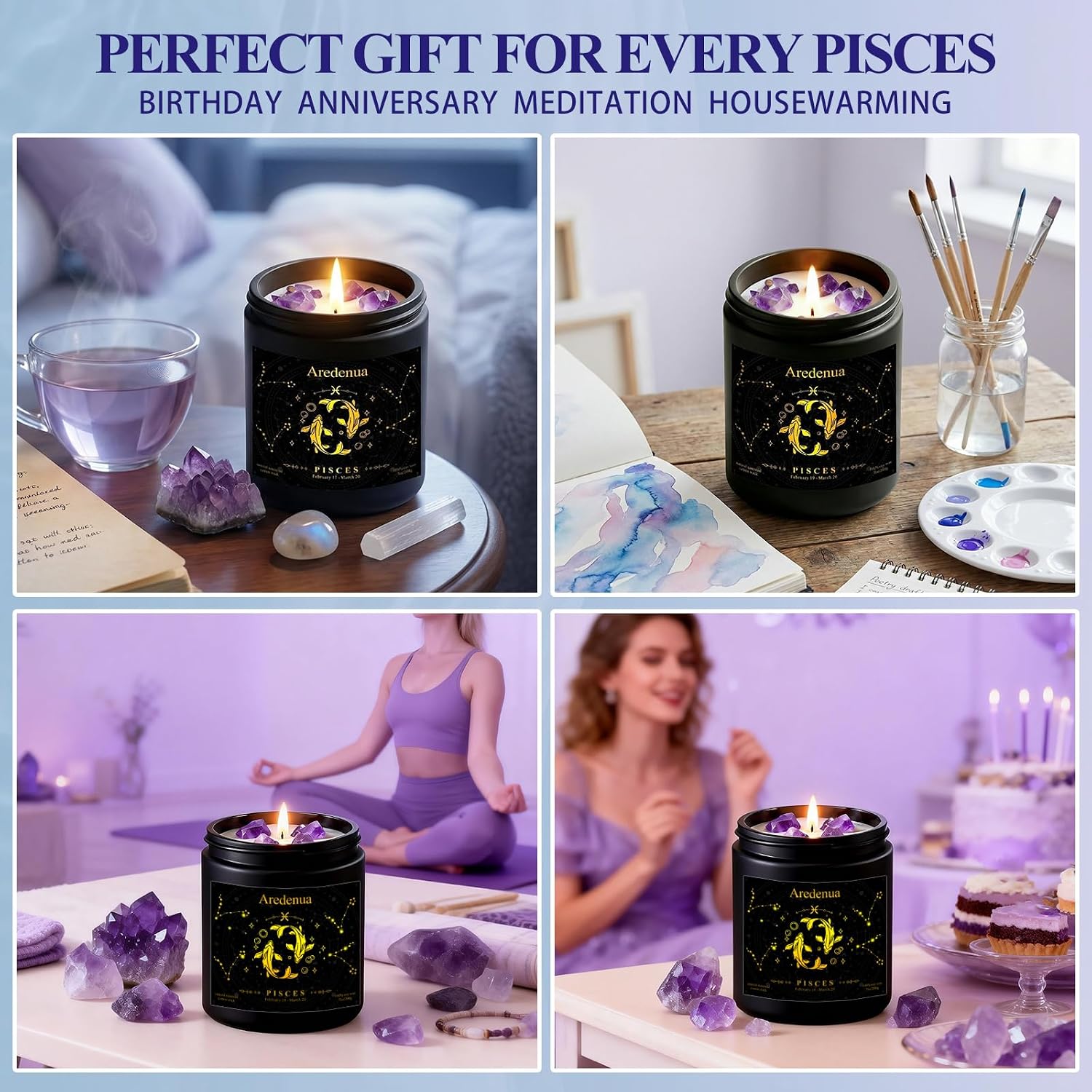 Thumbnail 6 de Pisces Zodiac Soy Candle, 7 oz