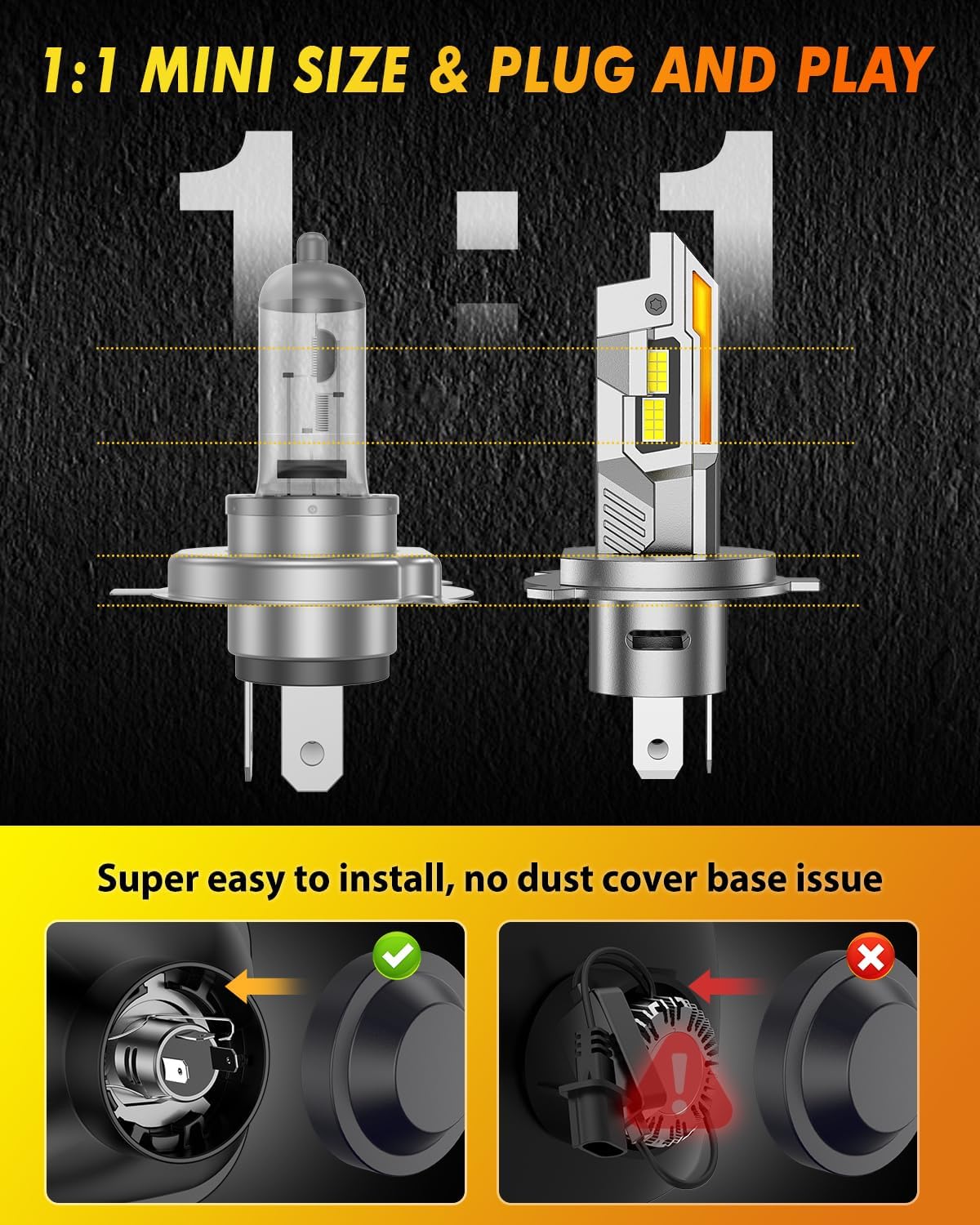 Thumbnail 2 de Termitor 2026 Upgraded H13 H/L Light Bulbs (Hi/Low) — 6500K Cool White, Plug-and-Play, Pack of 2