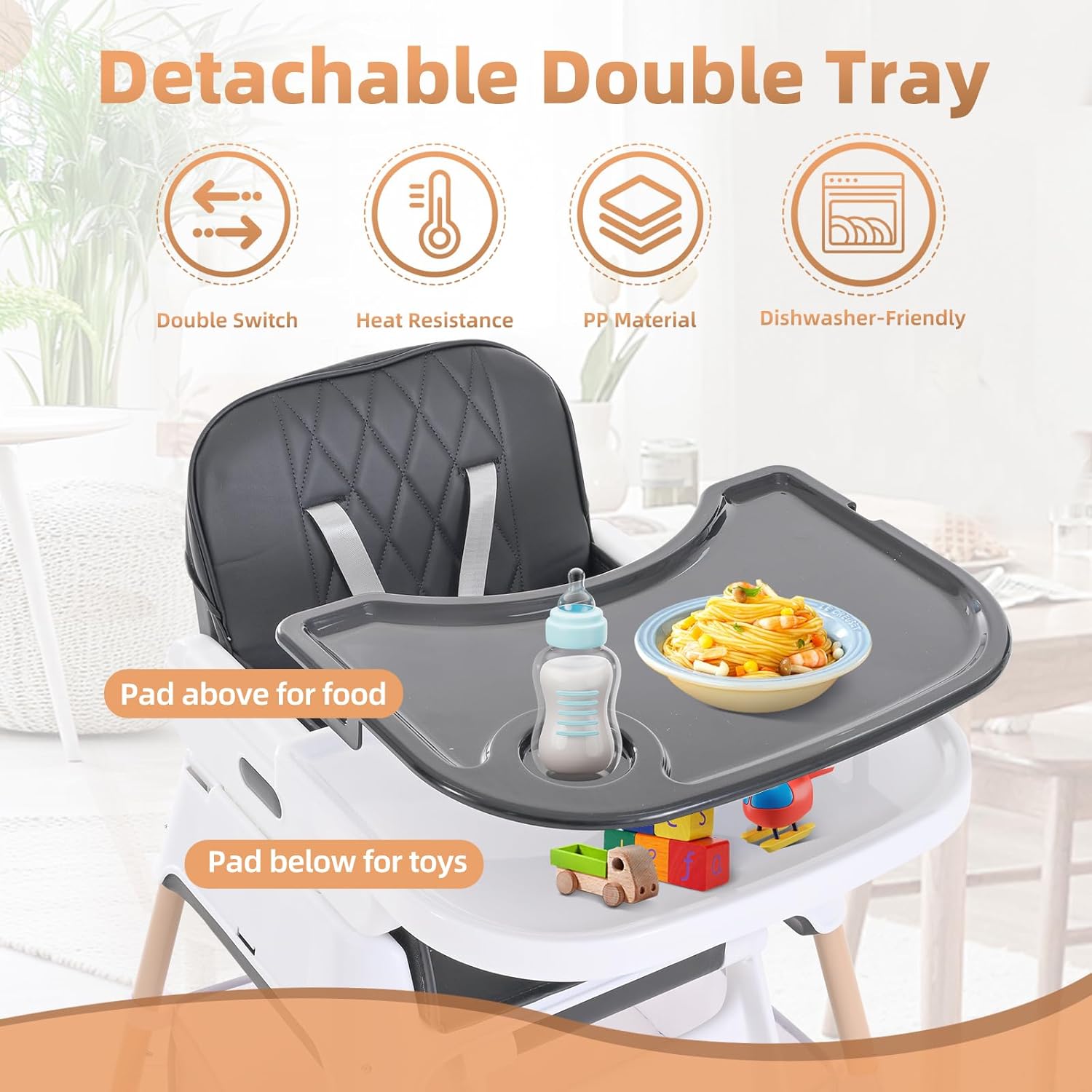 Detalle de Cozydwells 3-in-1 High Chair for Babies and Toddlers (Grey)