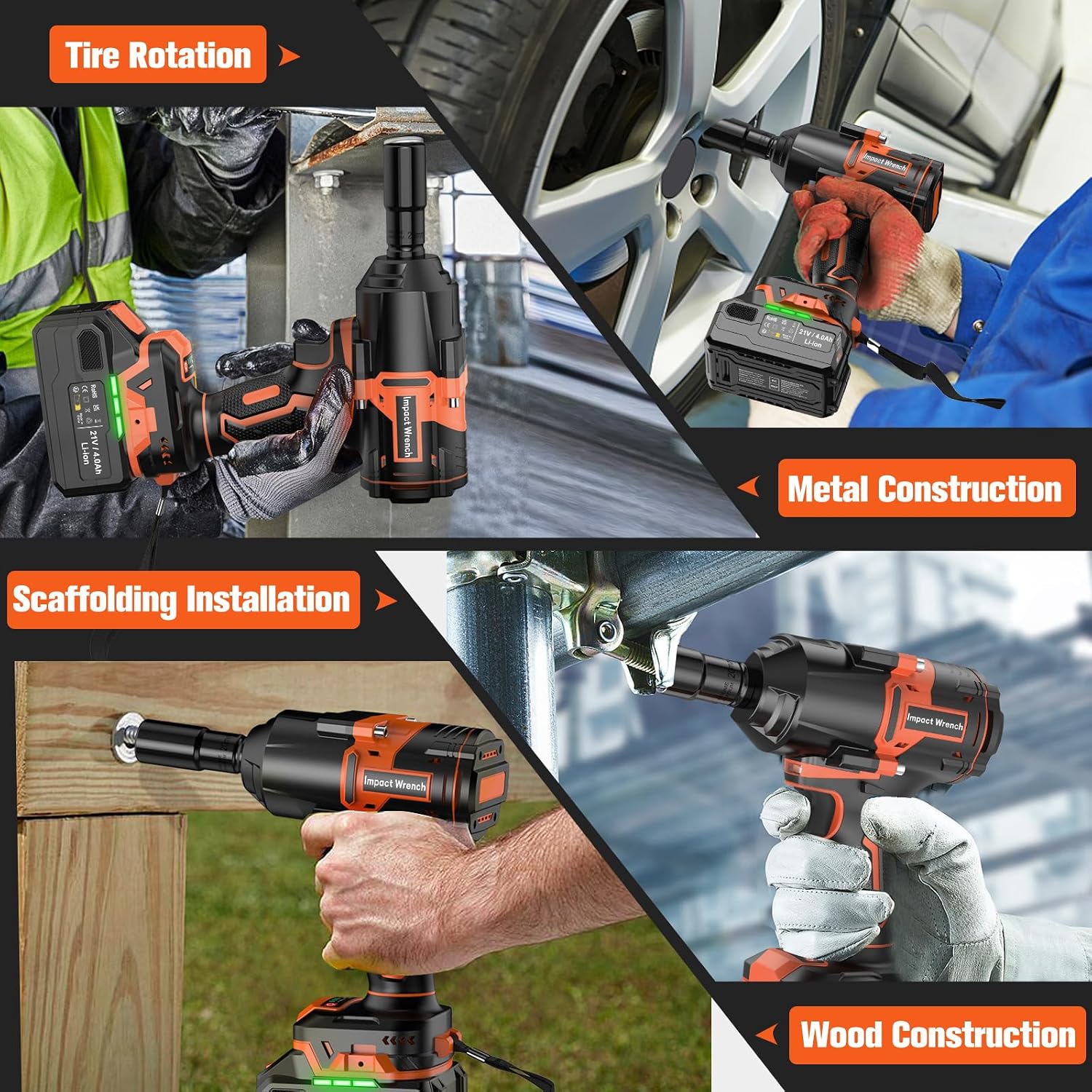 Thumbnail 6 de AKZWOXRO Cordless Impact Wrench 1/2" Brushless Power Impact Gun (21V) with Battery, Fast Charger & 5 Sockets
