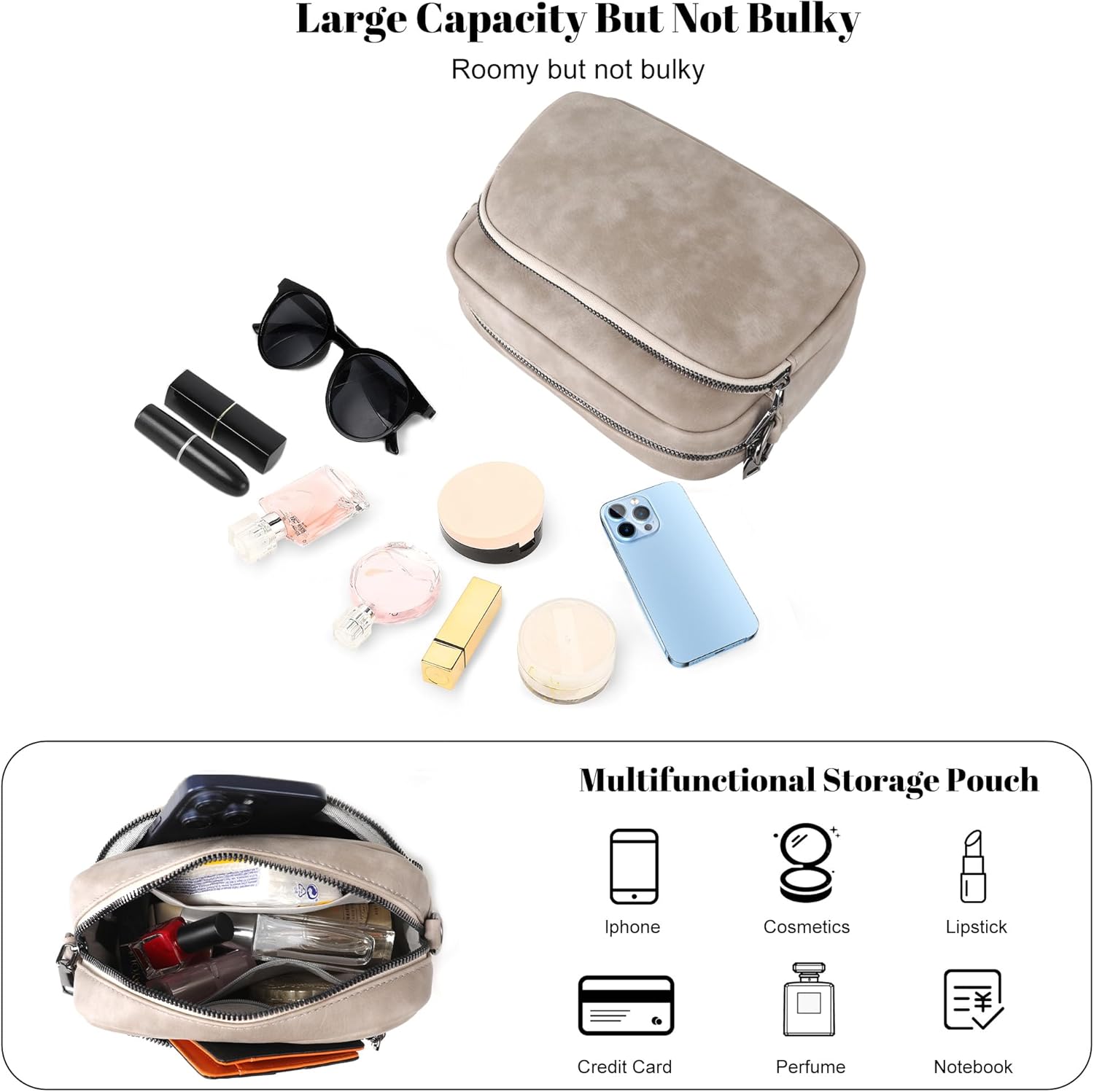 Thumbnail 4 de TANTOMI Small Leather Crossbody Bag for Women: A Practical Everyday Crossbody with Adjustable Strap