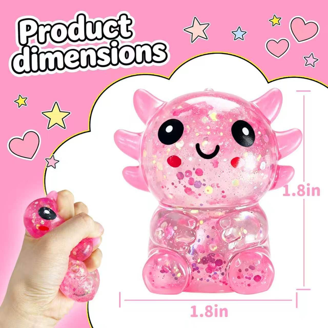 Thumbnail 1 de Axolotls Squishies Fidget Stress Ball – Cute Sitting Axolotl Squeeze Toy (Pink)