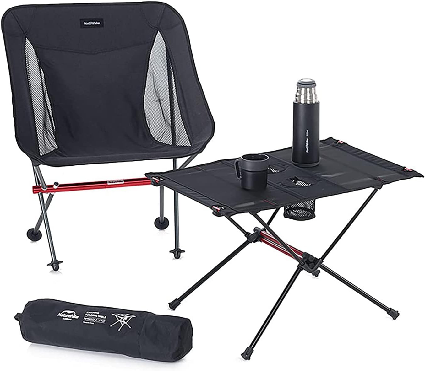 Detalle de Naturehike NH20JJ020 ultralichte klaptafel, zwart met nylon blad