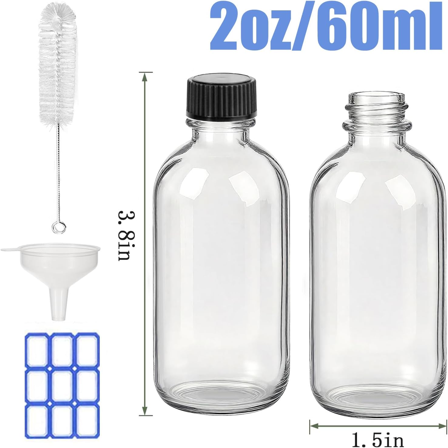 Thumbnail 2 de JohnBee Glass Boston Round Bottles, 2 oz