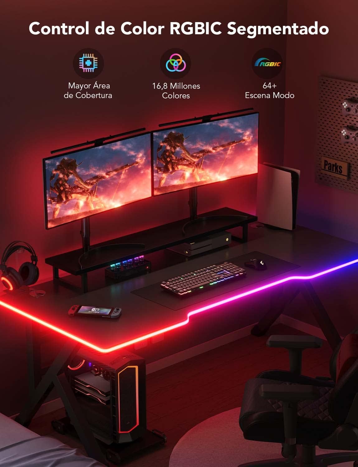 Detalle de Govee Tira LED Neon 3m RGBIC para Gaming con Razer Chroma