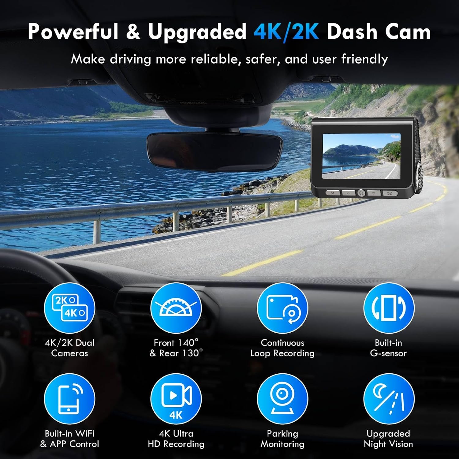 Detalle 2 de Unknown Dash Cam 4K Dual‑Channel with 64GB