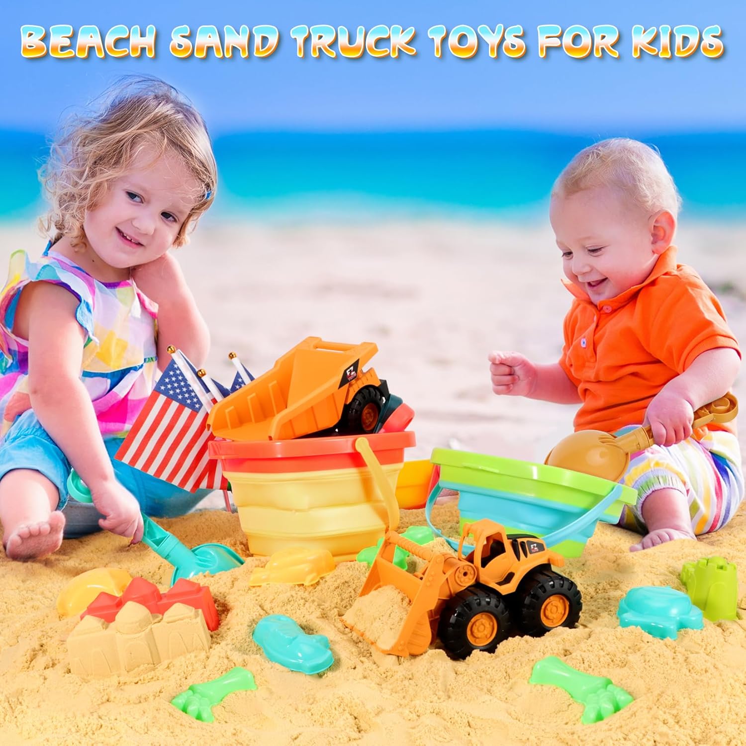 Thumbnail 5 de HUITEM Beach Sand Toys Set – 29-Piece Sandbox Kit for Creative Summer Fun