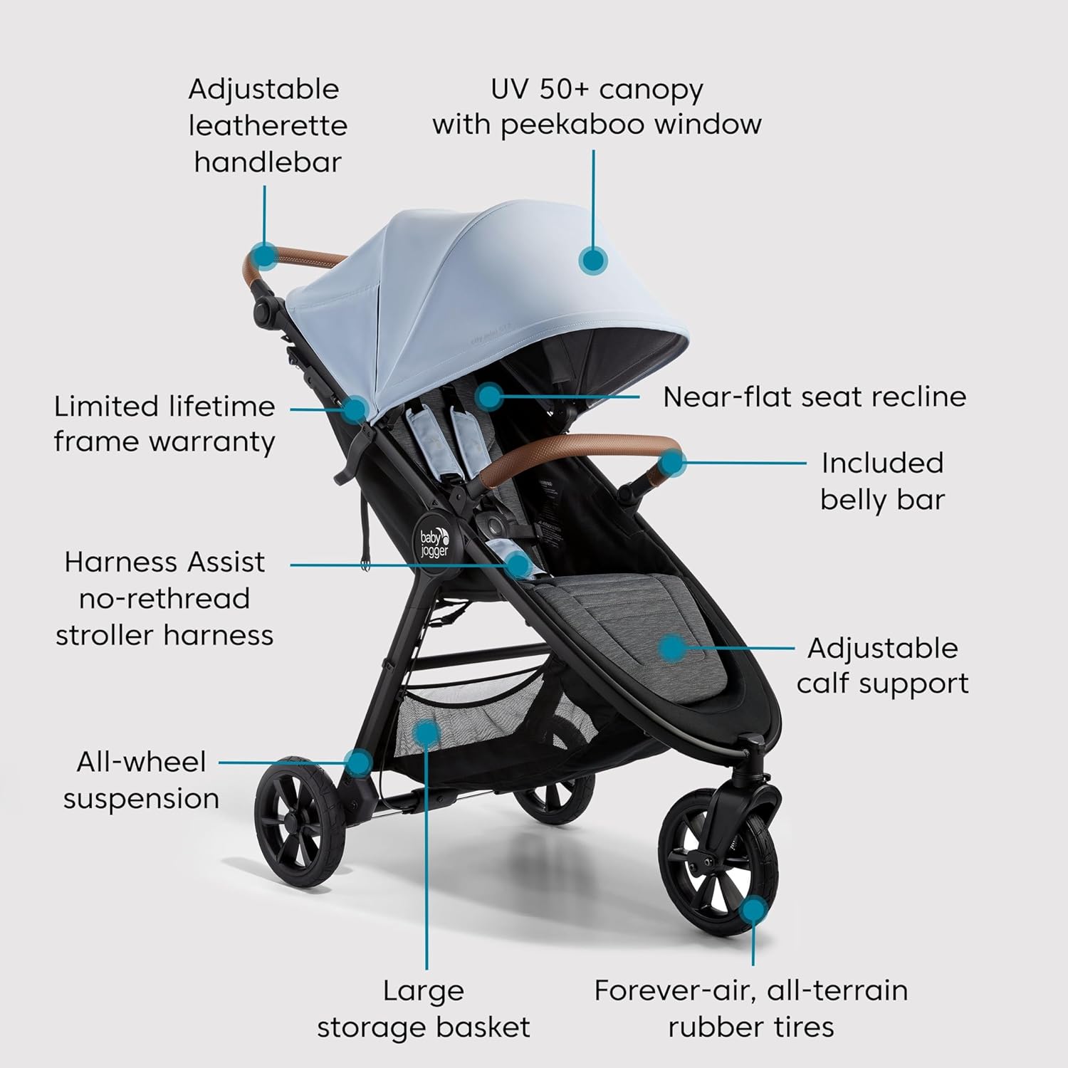 Thumbnail 5 de Baby Jogger City Mini GT2 Single Stroller (Eco-Friendly Series) with Infant Car Seat Adapters, Slate Fog