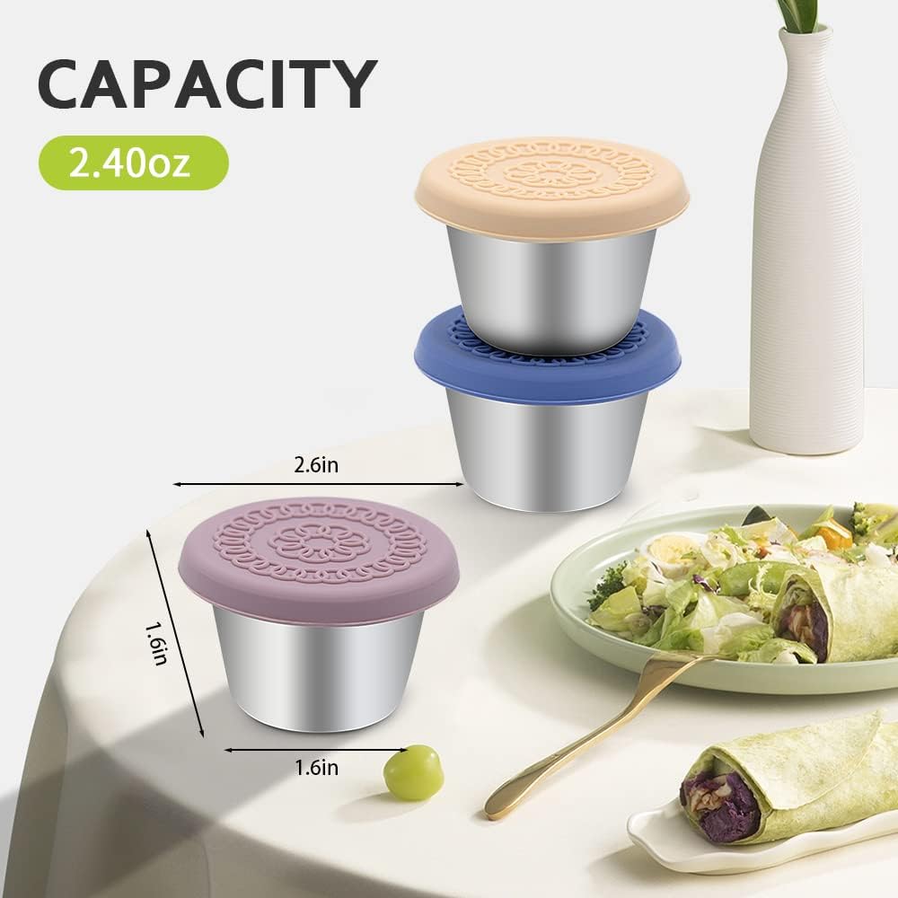 Detalle 2 de 8P Salad Dressing Pots To Go 2.4oz Sauce Containers 🍶