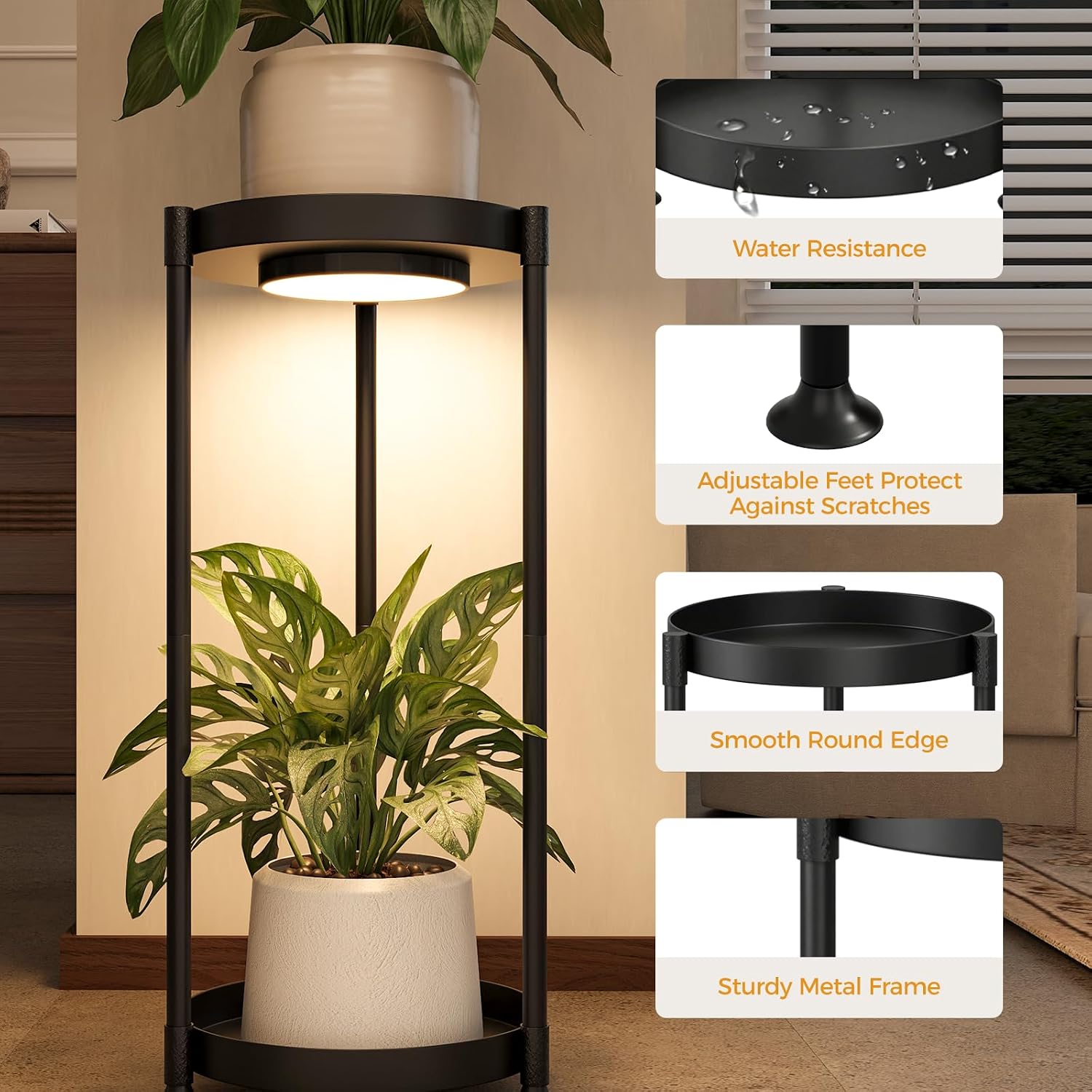 Detalle de Bamworld Portapiante da Interno a 2 Livelli in Metallo con Luci di Coltivazione
