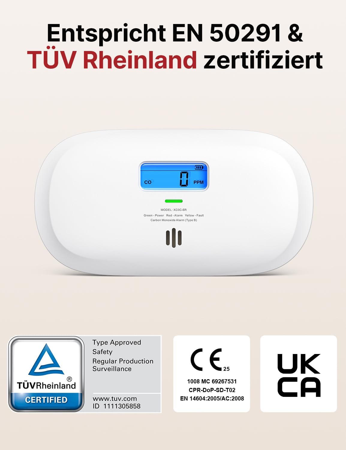 Thumbnail 1 de X-Sense XC0C-SR Kohlenmonoxidmelder 10 Jahre