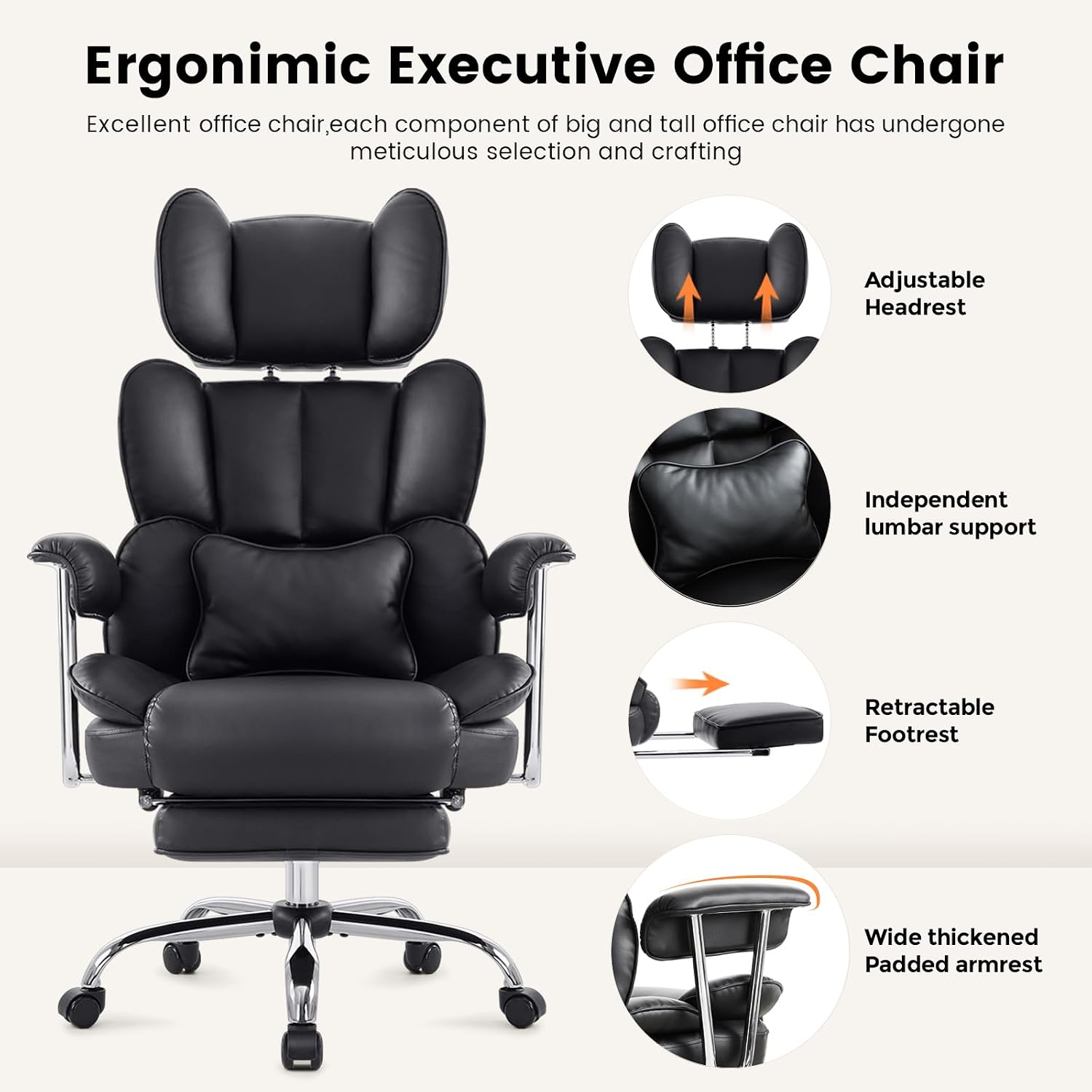 Thumbnail 3 de IWMH Bürostuhl mit Fußstütze 200 kg