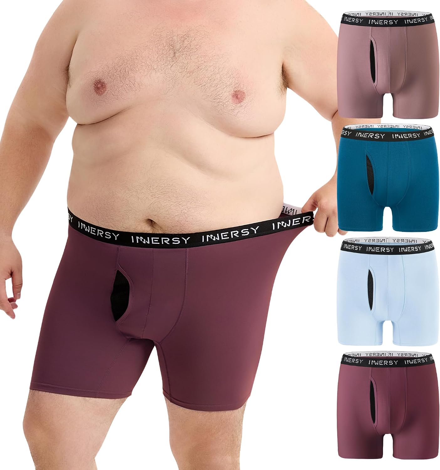Thumbnail 6 de INNERSY Boxershorts Herren große Größen (XL–6XL) mit Eingriff, 4er Pack – Baumwolle & Stretch