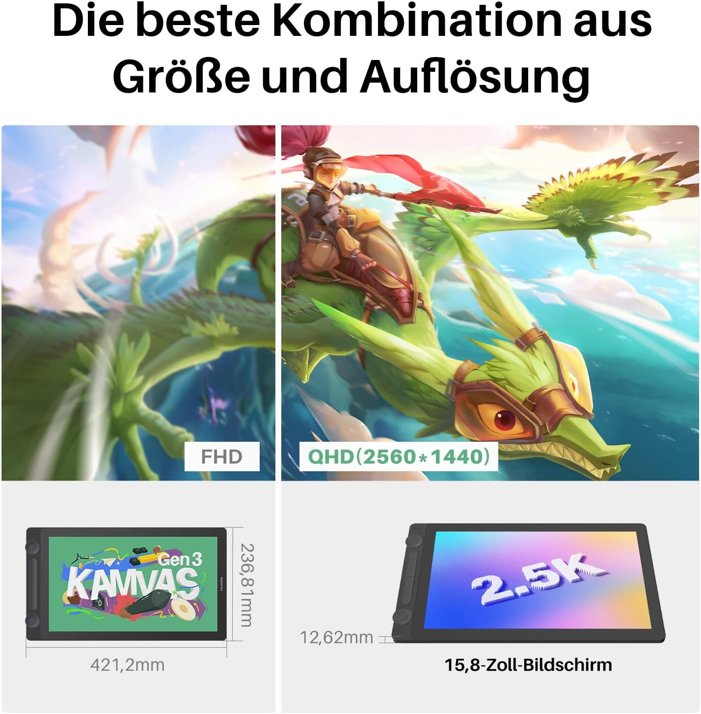 Thumbnail 1 de HUION Kamvas 16 Gen3 Grafiktablett 15,8 Zoll 🎨