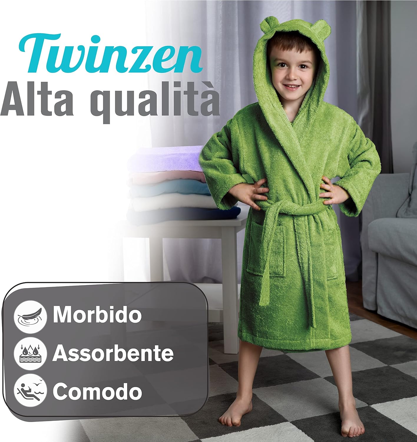 Thumbnail 1 de Accappatoio bambina Twinzen cotone 350 gsm