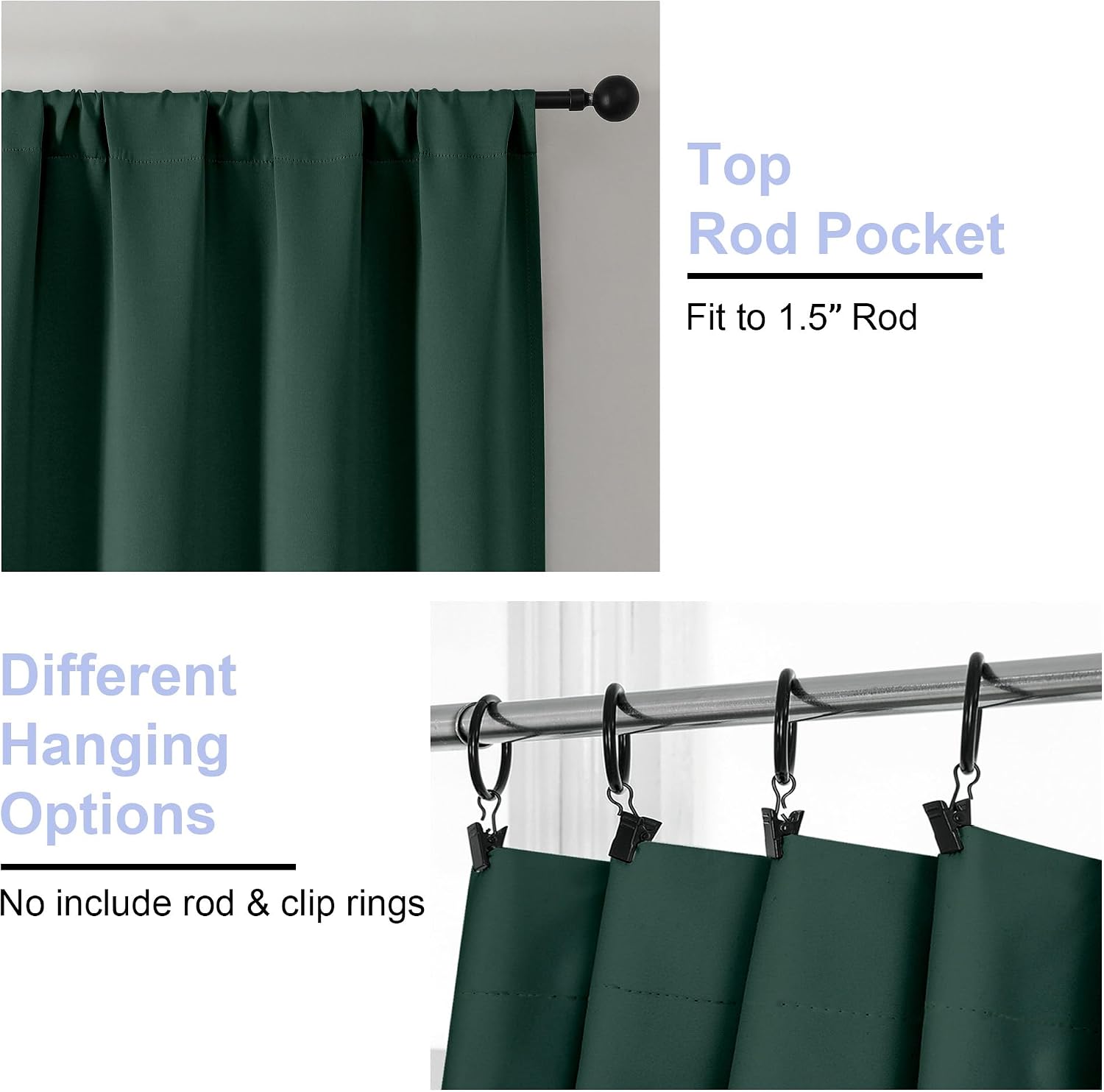Thumbnail 3 de Simplebrand Ava SESMWGRP4063SET2EVG Blackout Curtains, 2 Panels, 40 x 63 Inches