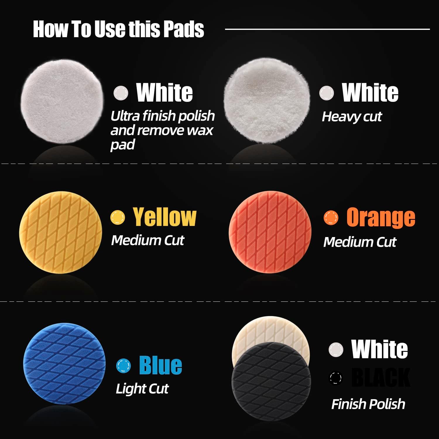 Detalle 2 de ZFE 6" Buffing Polishing Pads 7-Pack 🧽