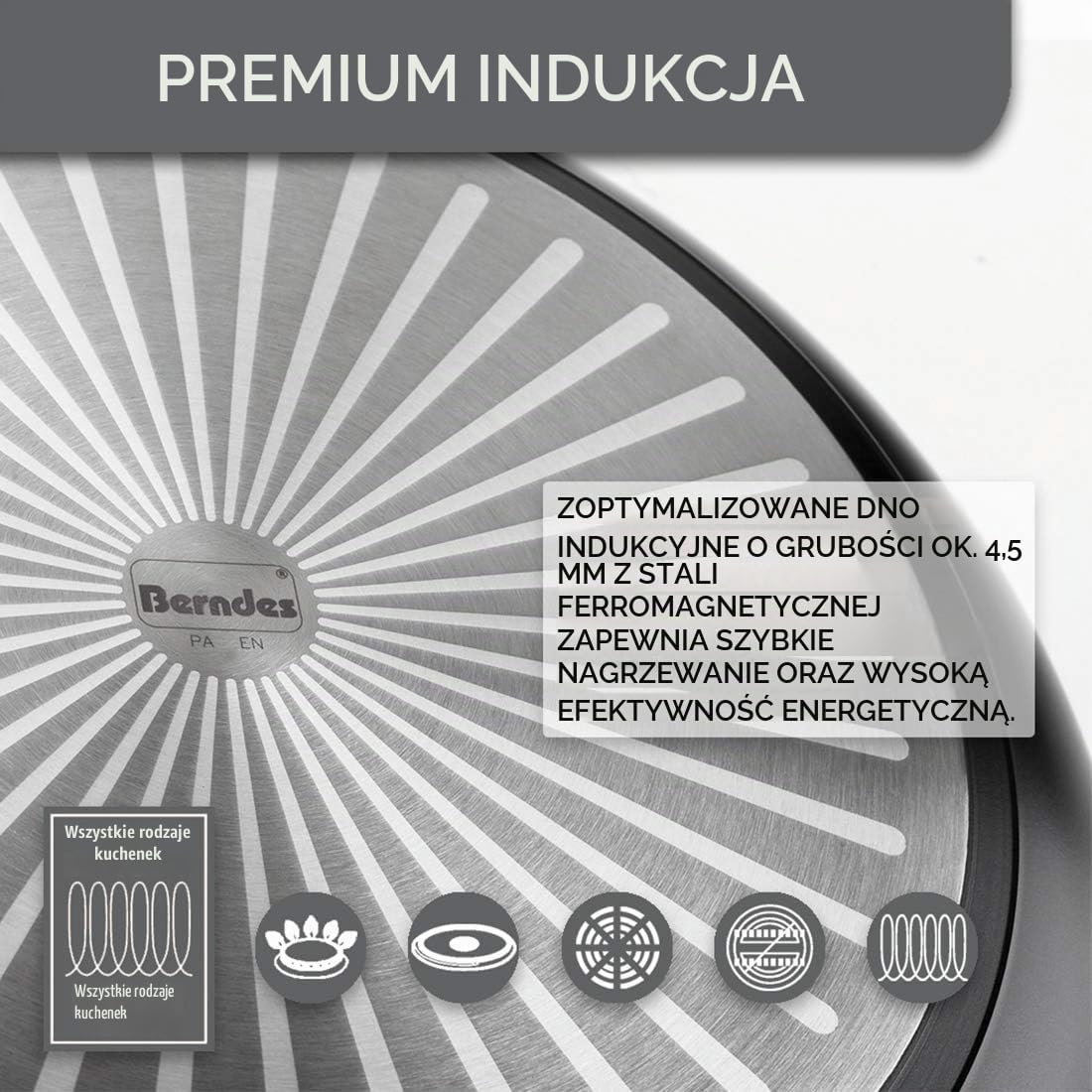 Detalle de Berndes 21209 Balance Induction Enduro – aluminiowy zestaw garnków i patelni