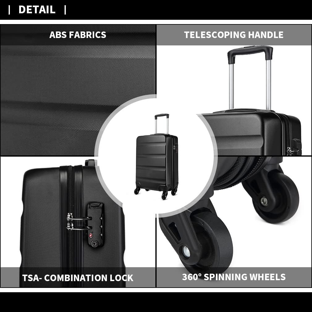 Thumbnail 2 de Kono Cabin 19" ABS Carry-On Suitcase, 33L, Four Spinner Wheels