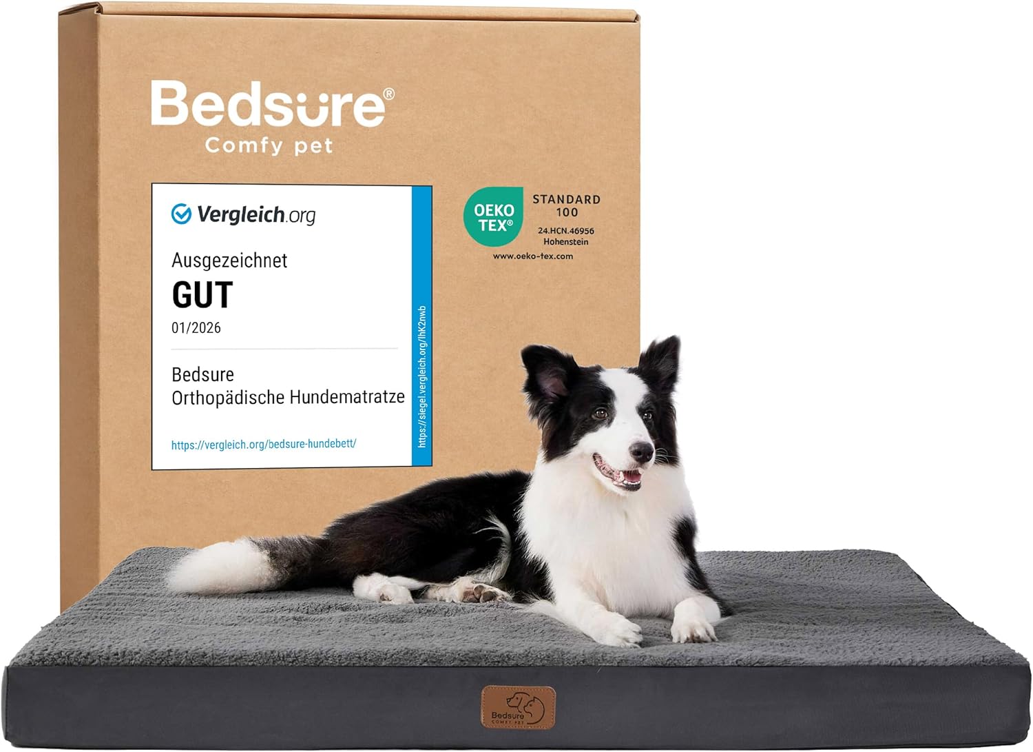 BEDSURE orthopädisches Hundebett 112×81×7,6 cm