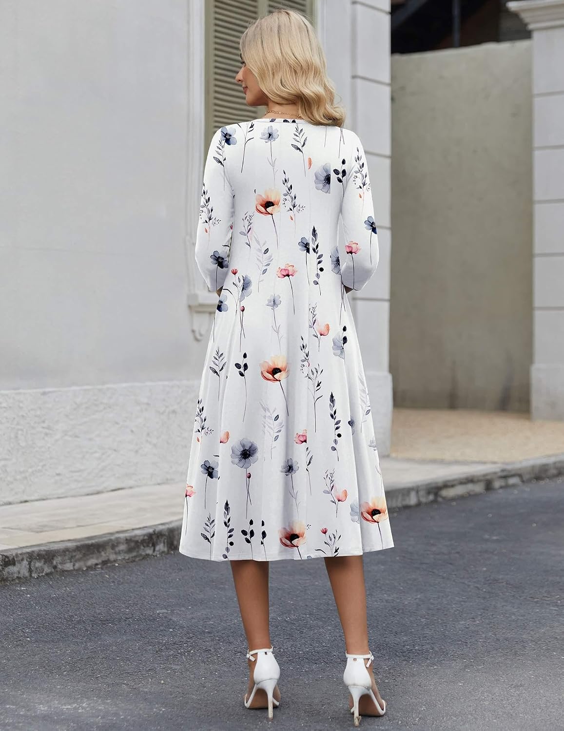 Thumbnail 1 de HOTOUCH Women's A-line Midi Dress 3/4 Sleeve