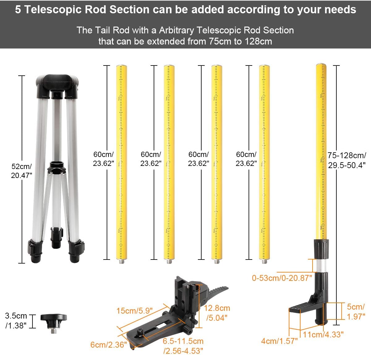 Detalle de Huepar LP36 laser mounting pole 3.7m