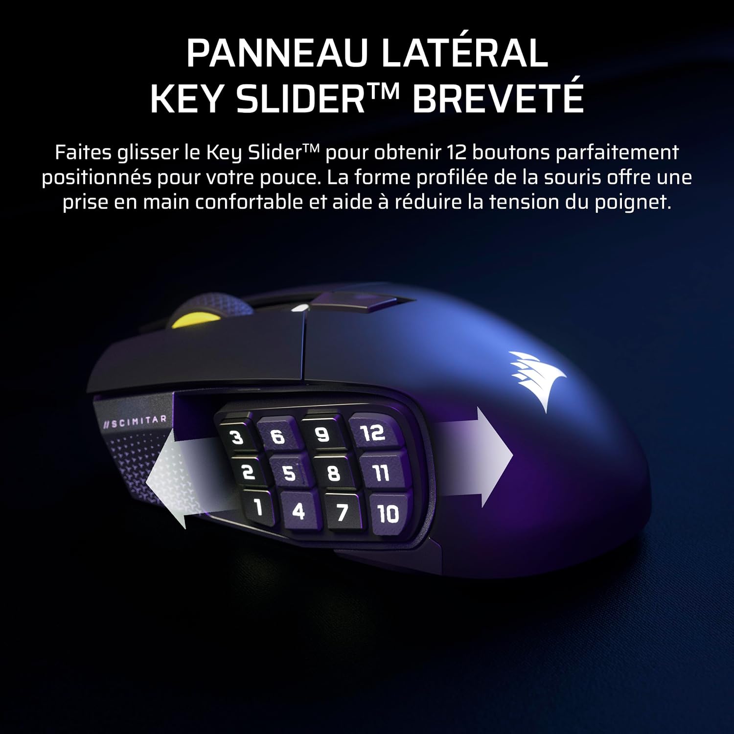 Thumbnail 5 de Corsair Scimitar Elite Wireless SE MMO — Souris gaming 33 000 DPI, 16 boutons et autonomie jusqu’à 150 h