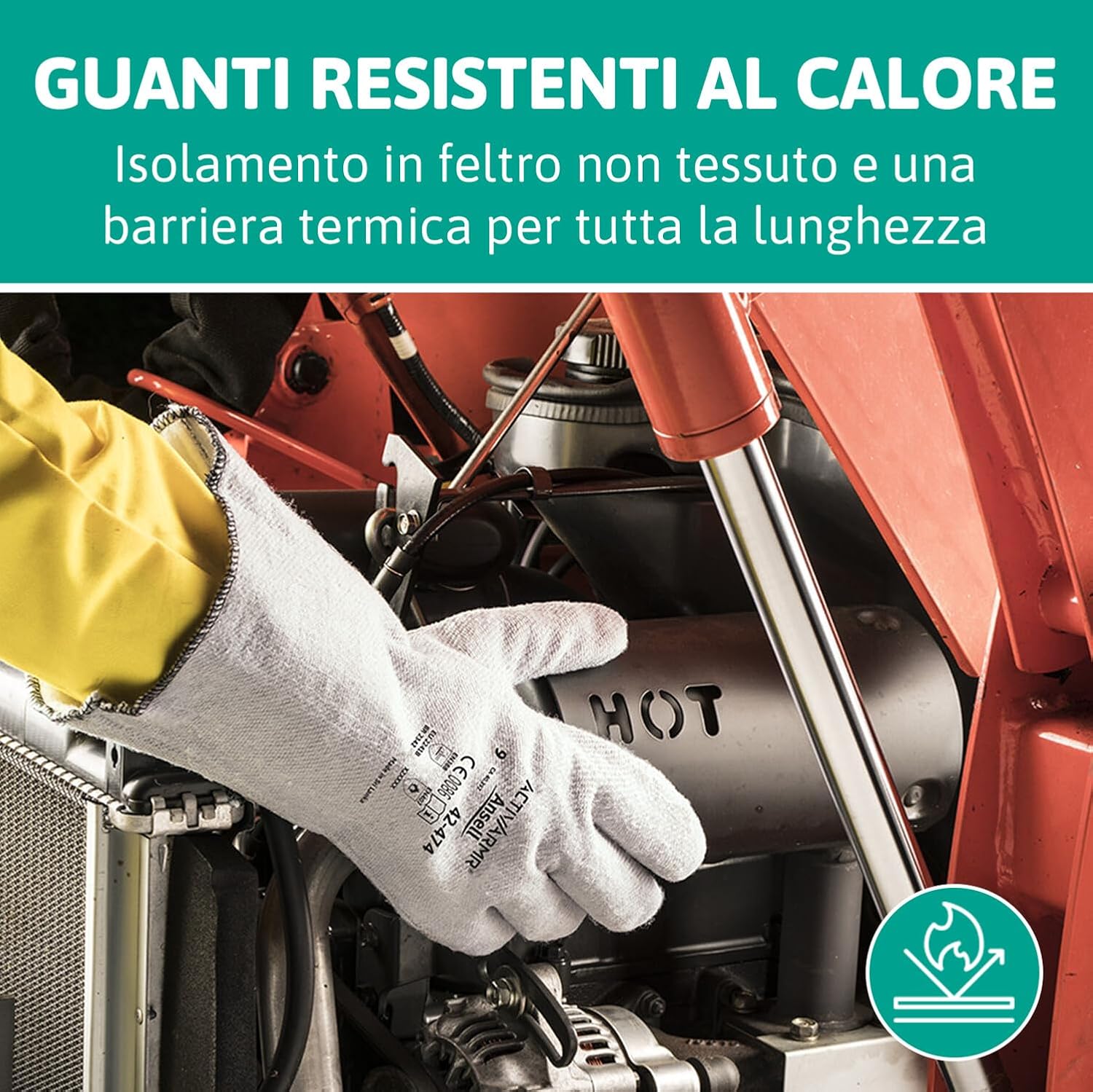 Detalle de Ansell ActivArmr 42-474 Guanti Termoresistenti, taglia L, uso meccanico e chimico