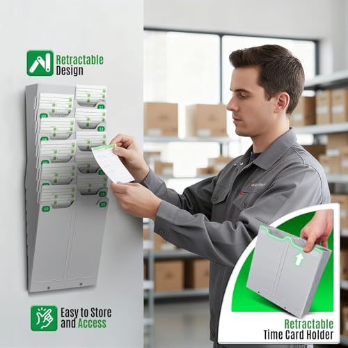 Detalle de Flexzion wall-mounted time card holder, 20-slot