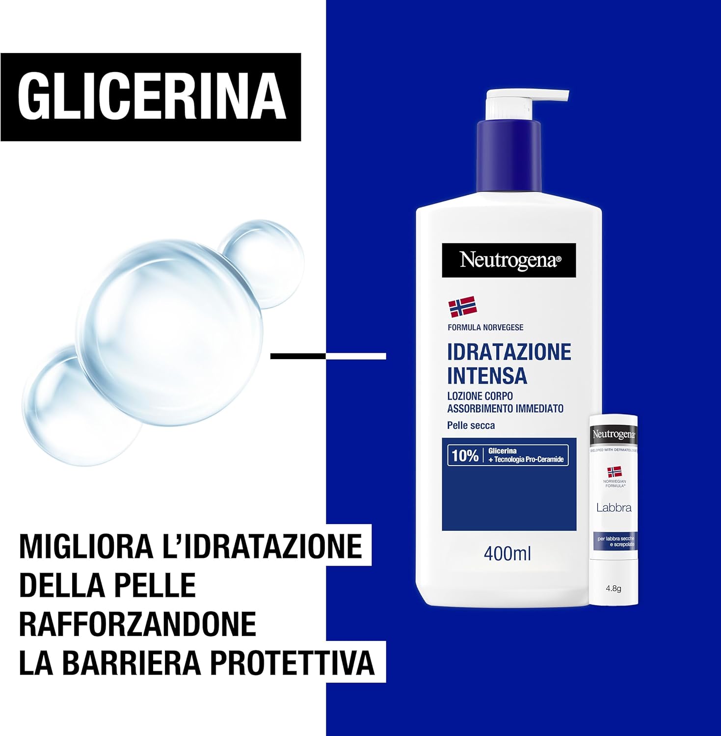 Detalle de Neutrogena Formula Norvegese Skincare Kit: crema corpo idratante 400 ml e balsamo labbra 4,8 g (Esclusiva Amazon IT)
