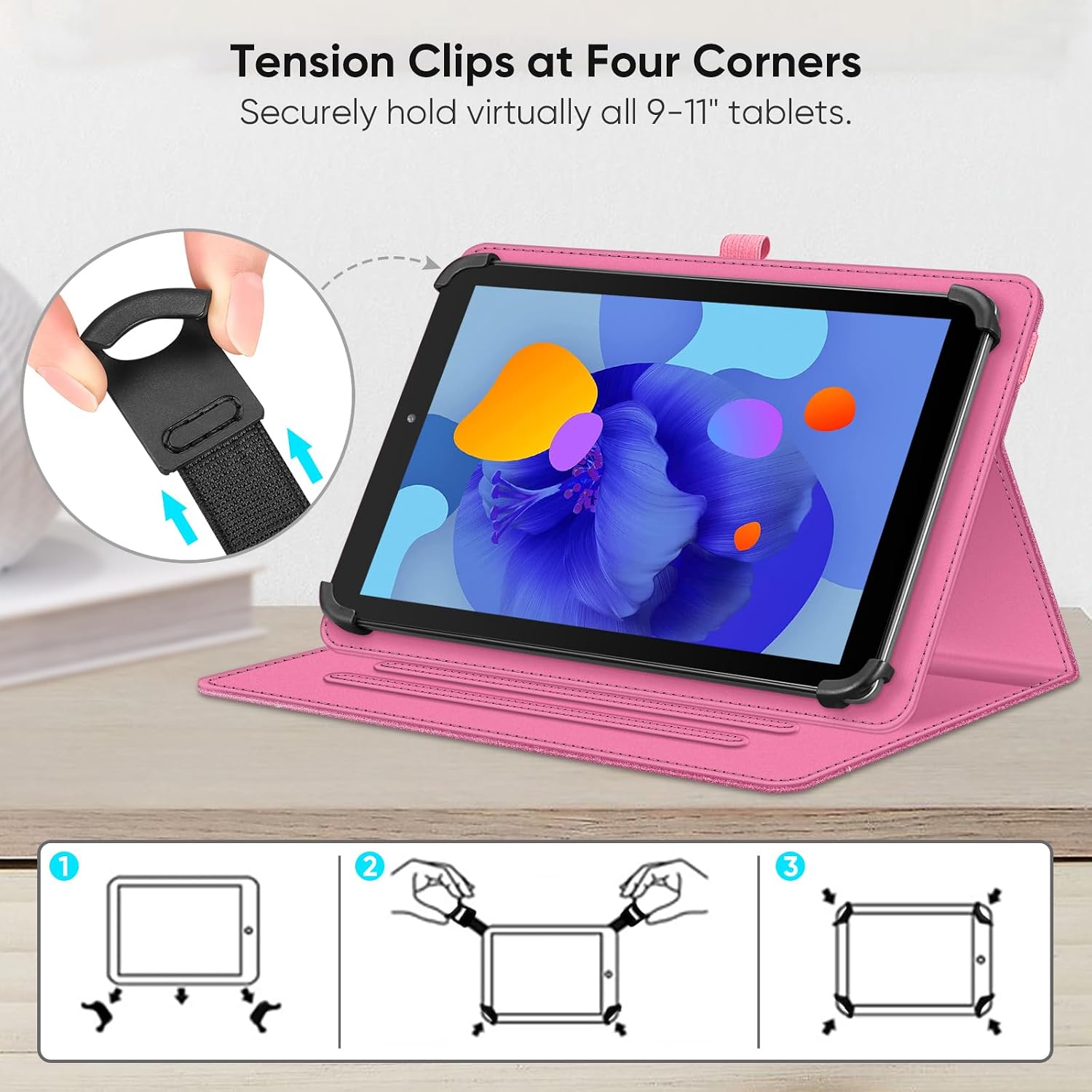 Detalle 2 de FINTIE Universal Tablet Hülle 10 Zoll Glitzer Pink