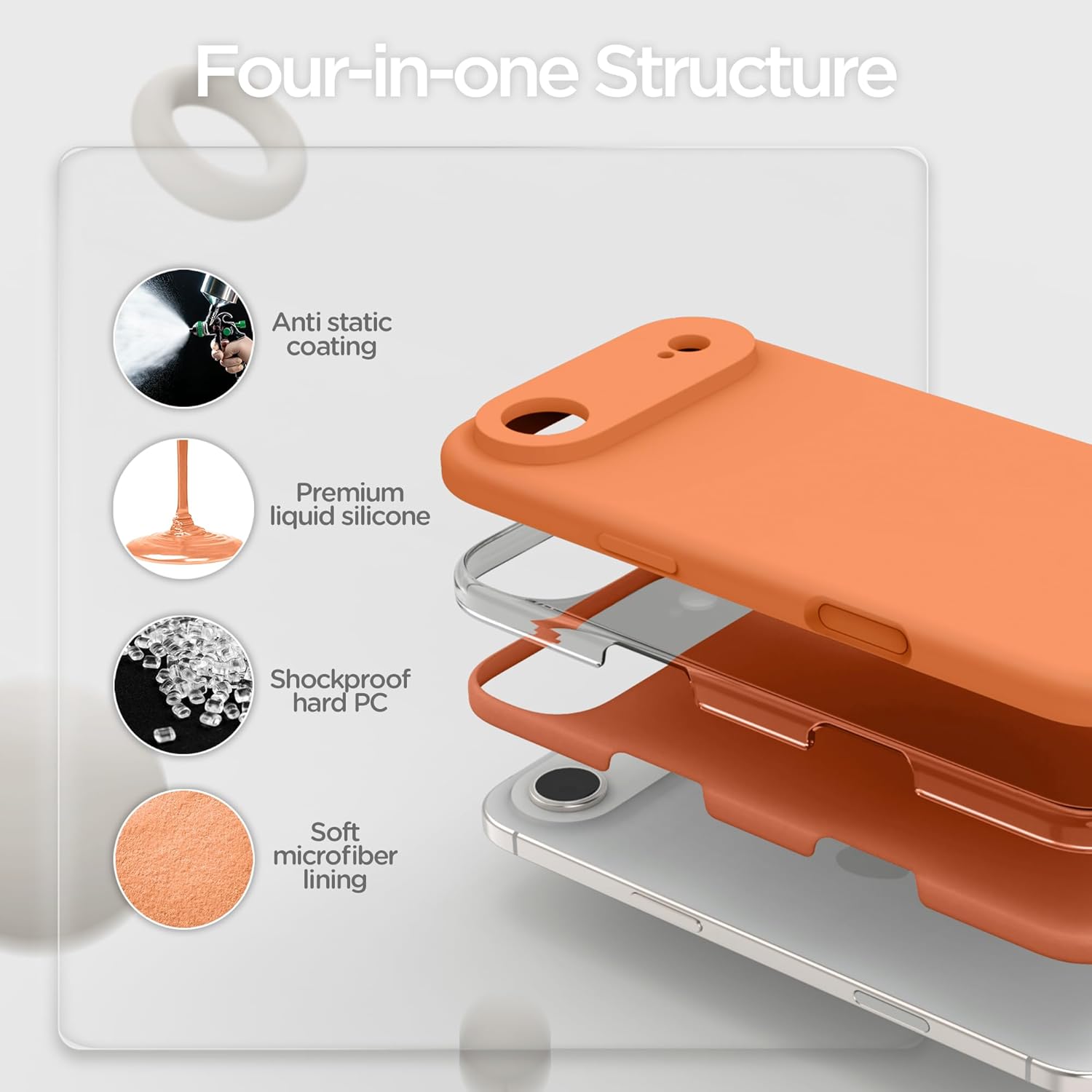 Thumbnail 4 de INGIDO for iPhone Air Case – Liquid Silicone Cover with Camera Protection (Orange)