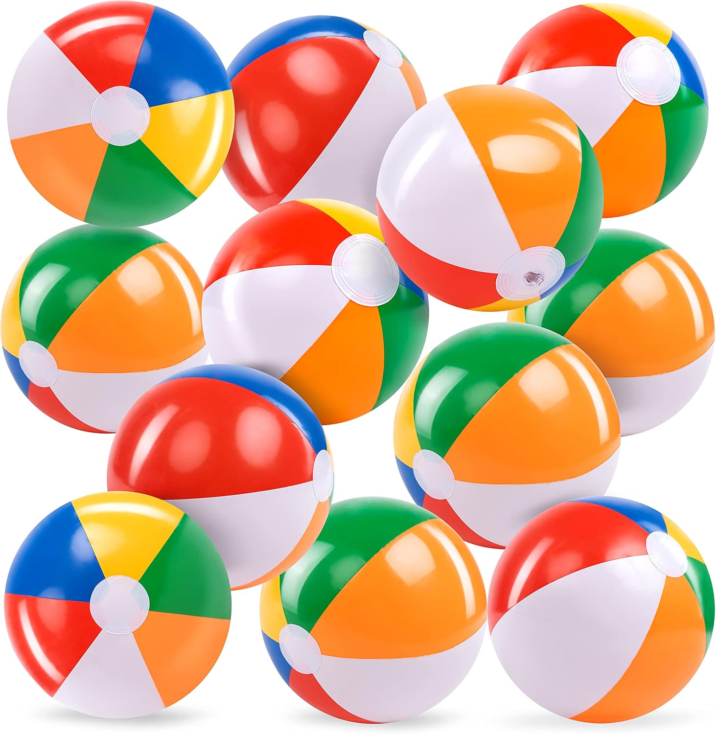 Detalle de JOYIN 12-Pack Rainbow Beach Balls — 12-Inch Inflatable Party Toys