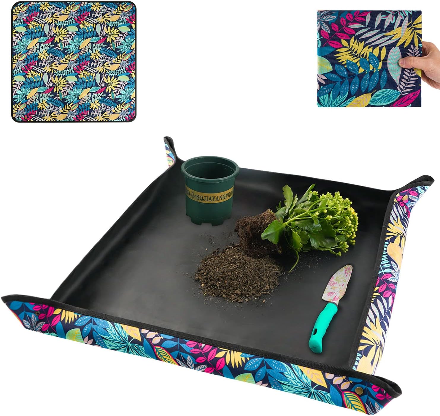 Detalle de Onlysuki Waterproof Potting Mat, 29.5" x 29.5", Foldable Oxford Fabric