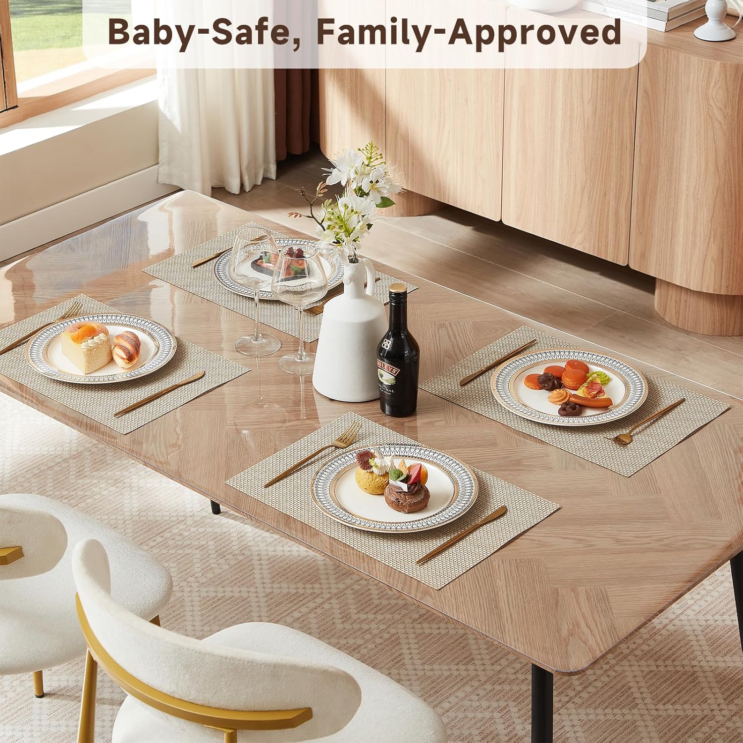 Detalle de VITA FELICE PVC Table Protector: Heavy-Duty Clear 100x180 cm