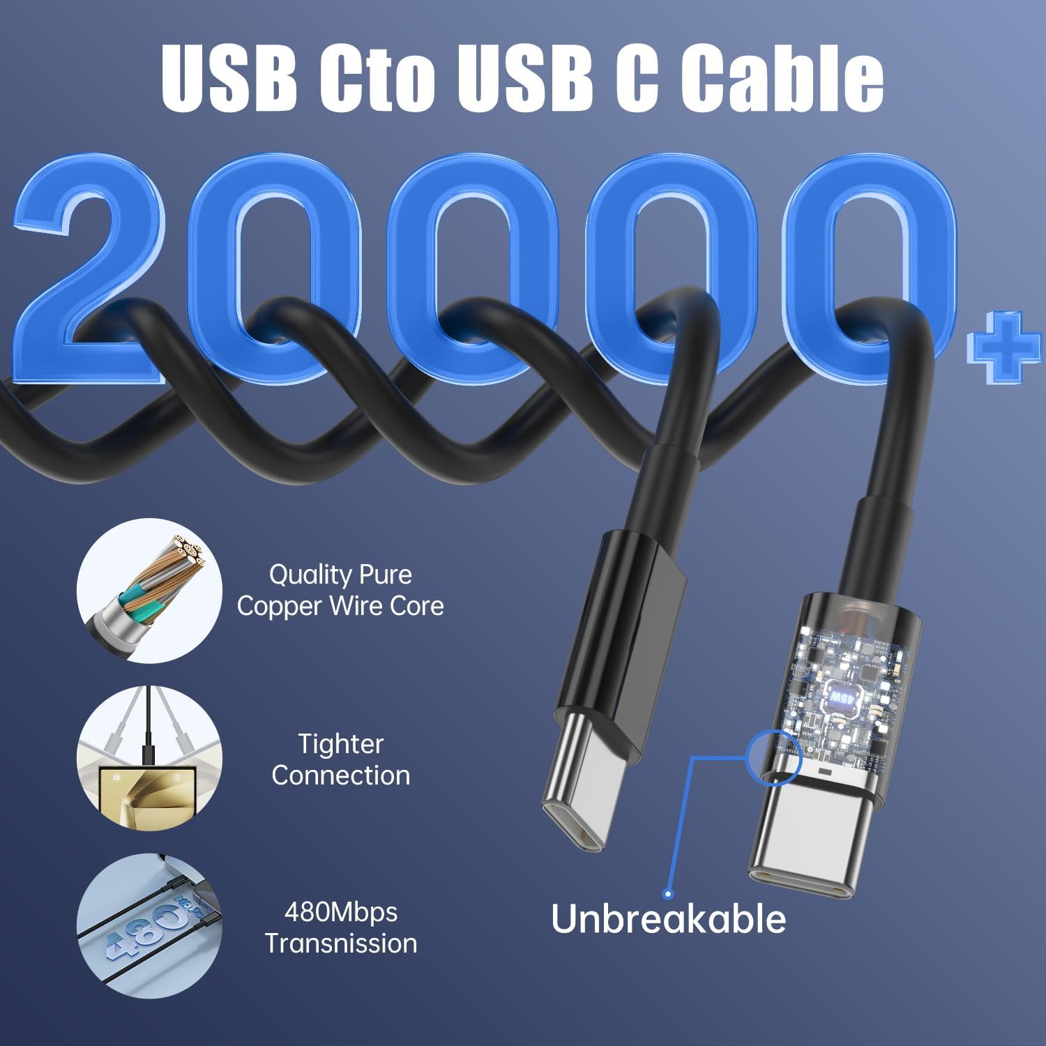 Thumbnail 4 de 45W Samsung Fast Charger USB-C Plug with USB-C Cable (1m + 2m) – 2-Pack Black