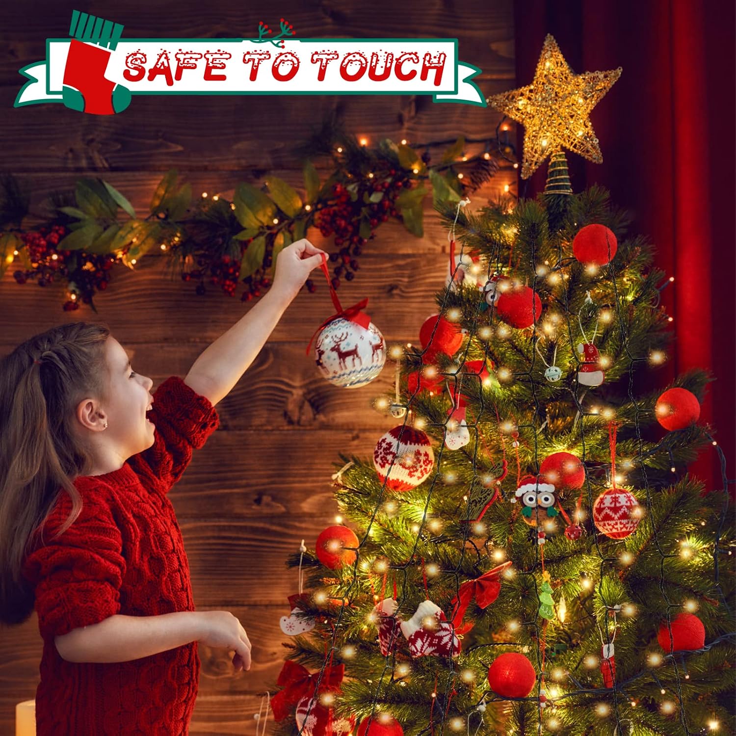 Detalle de cshare Christmas Tree Lights (2m, 400 LEDs) – mains powered fairy lights with 8 modes, memory & timer (warm white, IP44)