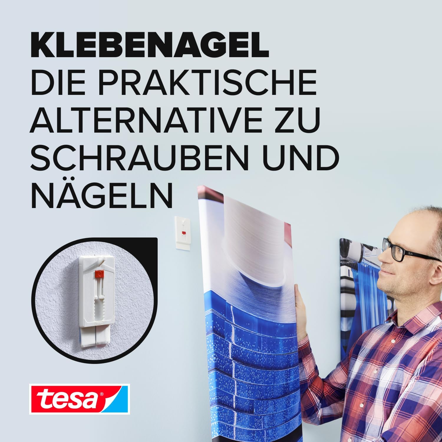 Thumbnail 1 de tesa Verstellbarer Klebenagel für Tapeten und Putz – 3er Pack, 2 kg Halteleistung pro Nagel