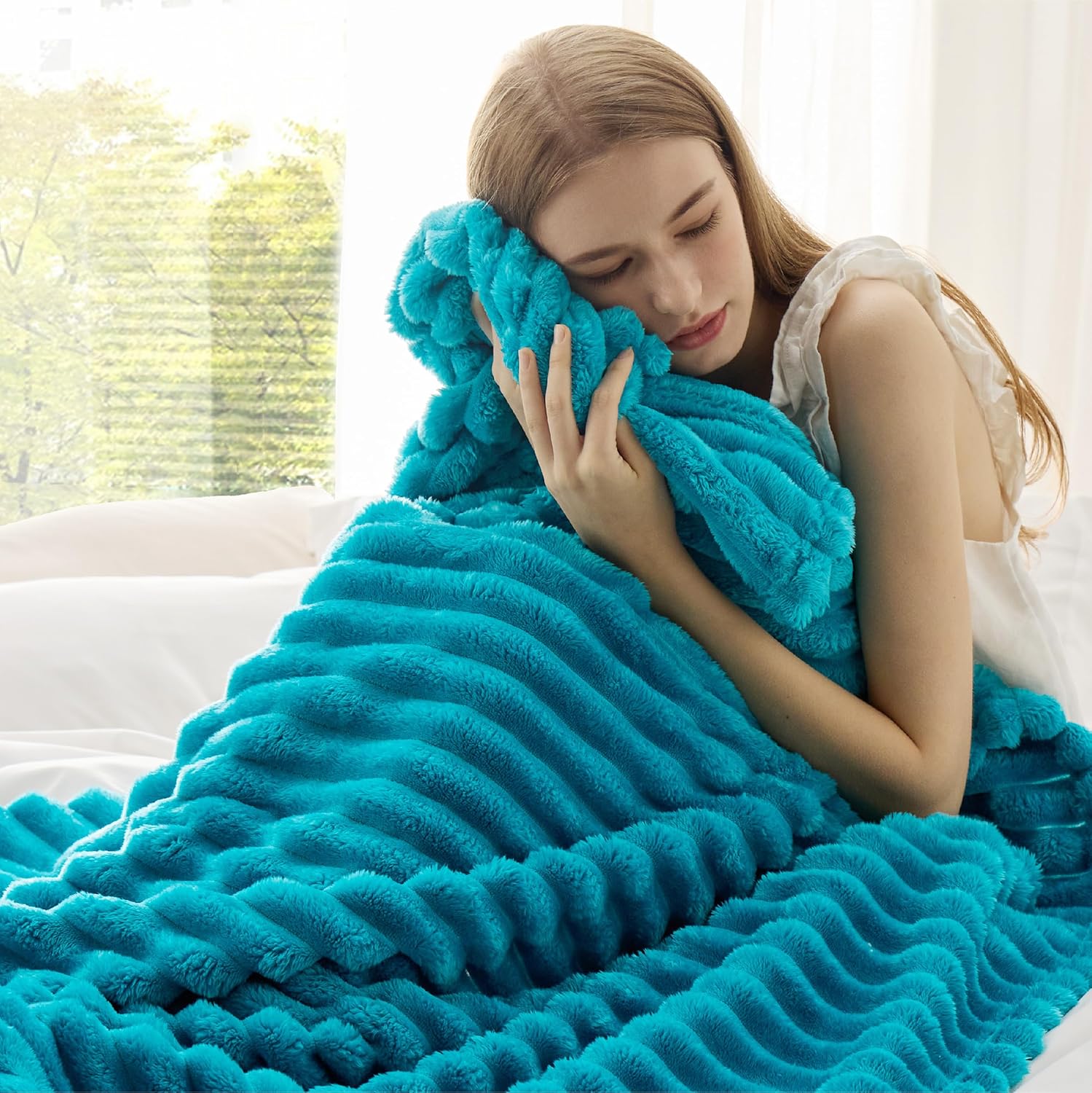 Thumbnail 2 de BEDSURE Kuscheldecke für Zimmer Deko – Blaugrün, 150 x 200 cm