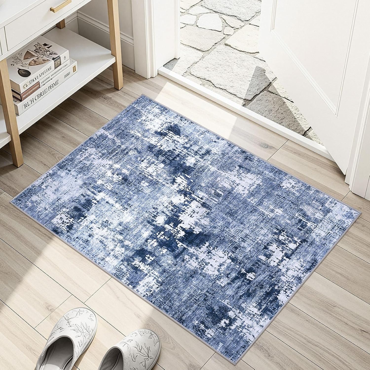 Detalle de DMOYEST 8x10 Washable Navy Blue Area Rug ๐ก