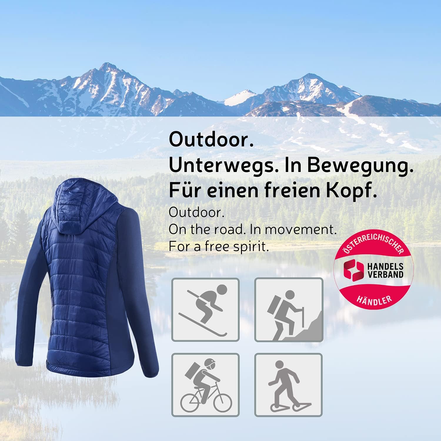 Detalle de Black Crevice Damen Hybrid Kapuzenjacke Giacca ibrida per donna
