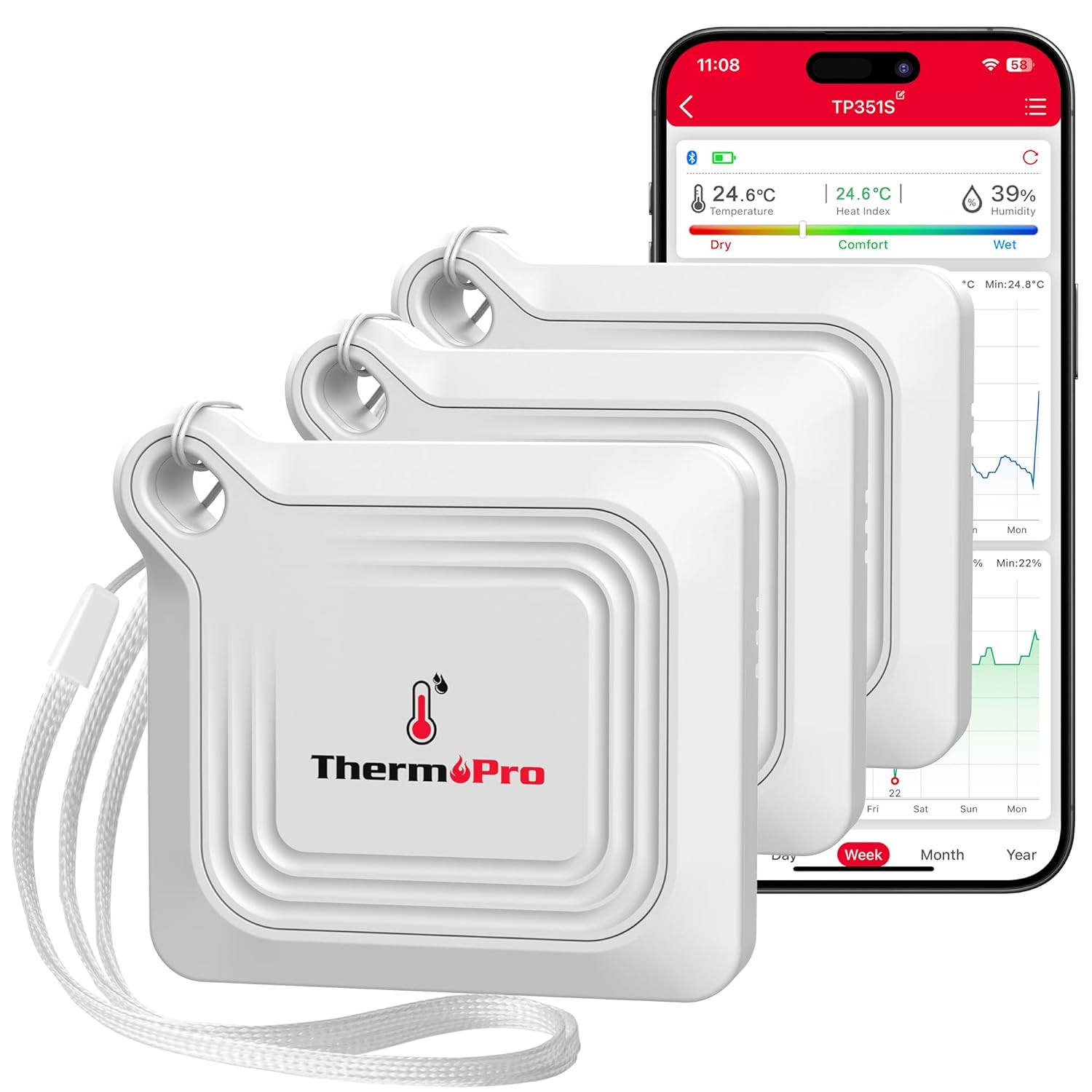 Thumbnail 6 de ThermoPro TP357 Bluetooth room thermometer 2 pieces