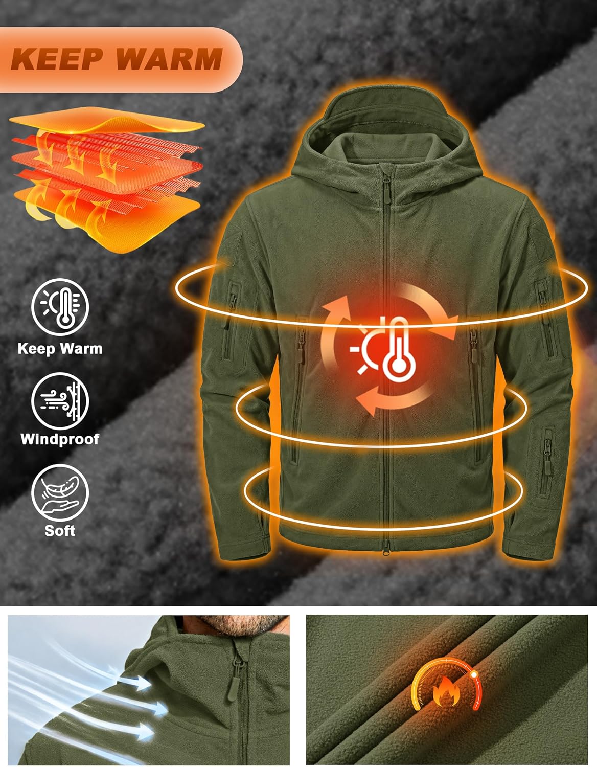Detalle 1 de CRYSULLY Men's Fleece Jacket, Polyester