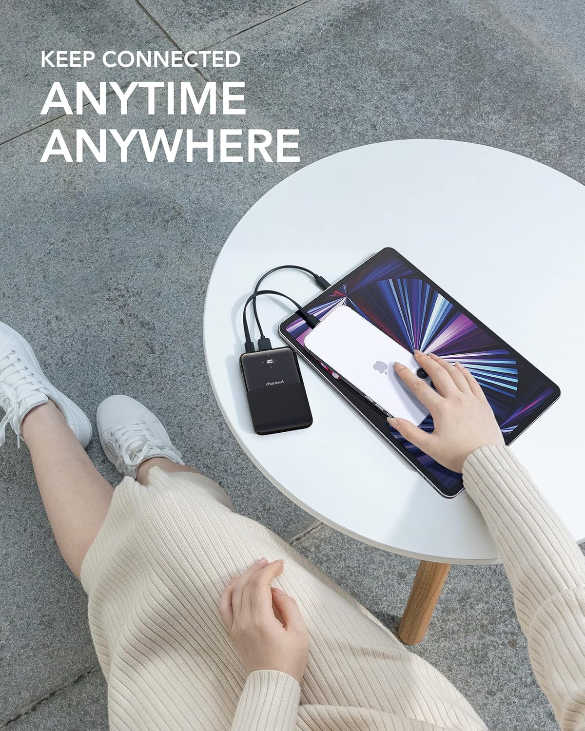 Detalle 2 de Charmast 10000mAh Mini Power Bank (20W) with USB-C PD3.0 and LED battery display